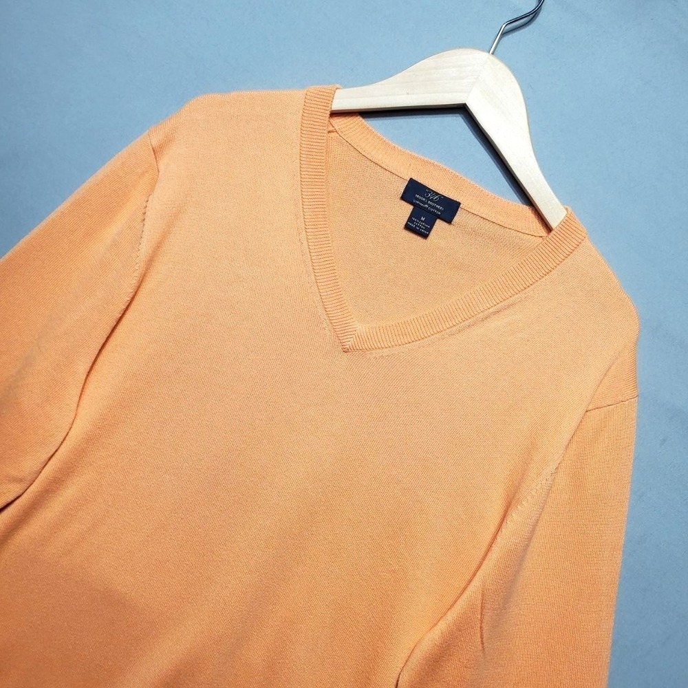 Brooks Brothers 346 Sweater Mens M‎ Orange 100% Supima Cotton V-Neck Lightweight